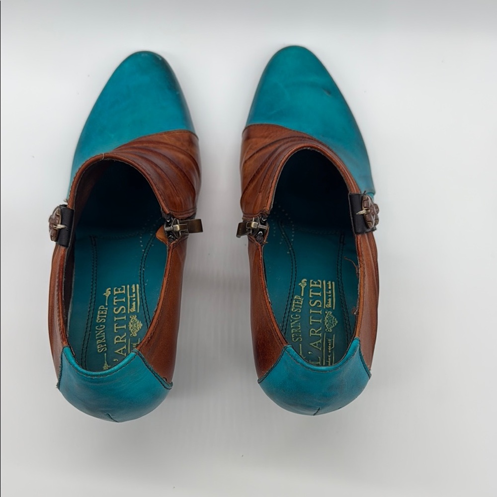 L’ARTISTE Leather Spring Step Ankle Boots Chunky Heal Side Zipper Womens Size 8 - Picture 6 of 7